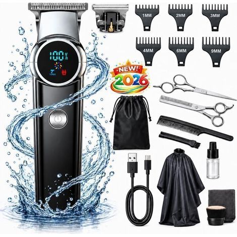 Tondeuse Cheveux Professionnel Sans Fil, 9000tr/min 2 Vitesses, LED Intelligent, 6 Sabots Tête de coupe de rechange incluse (1/5)
