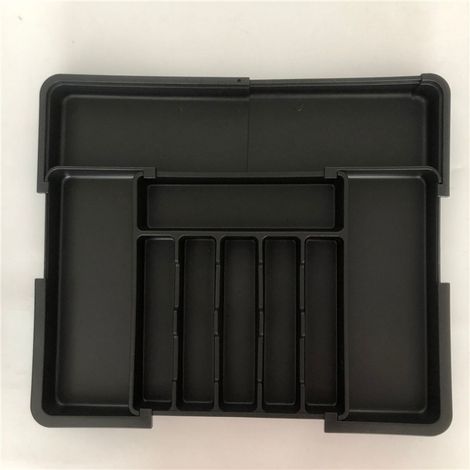Besteckkasten für Schubladen, Küchenschubladen-Besteckorganizer mit 8 Fächern, Silikon-Besteckkasten 37 x 33 cm, zur Aufbewahrung von Küchenbesteck, Schubladenorganizer, Schwarz