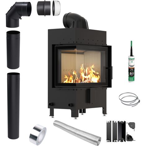 KRATKI LUCY Kamineinsatz links 12 kW Ø 200 Ökodesign Montagesatz (1/5)