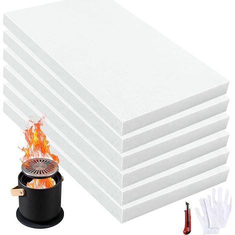 6 Pièces Laine Céramique pour Bioéthanol, Ensemble de 100% Fibre Céramique éponge Accessoires de Sécurité Cheminée en Laine de Table Intérieure et Cheminée Bioéthanol