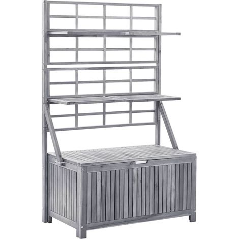 Maison Exclusive - Boîte de rangement avec treillis Gris 99x55x160cm Acacia solide (1/5)
