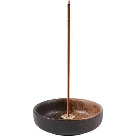 Porta incenso in ceramica Zen, 9x3 cm, bruciatore di incenso con supporto in ottone, ideale per meditazione, yoga e decorazione domestica. (1/5)