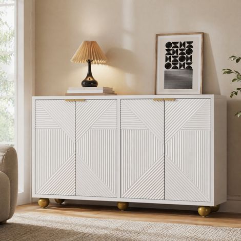 Buffet enfilade 120 cm 4 portes MDF blanc OKMYHOME (1/5)