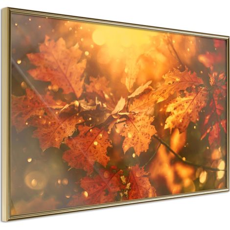 Affiche Murale Encadrée "Golden Autumn" 30 x 20 cm Or