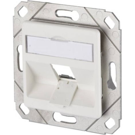 PRISE RÉSEAU METZ CONNECT 130B20D11102KE ENCASTRÉ INSERT AVEC PLAQUE CENTRALE NON ÉQUIPÉ 1 PORT BLANC PUR (RAL 9010) 1 PC(S) (1/2)