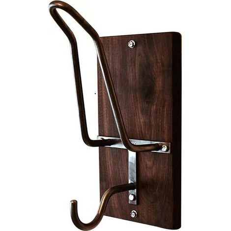 Crochets - Cintres - Porte-manteau mural pour casque de moto - Porte-manteau - Marron - Support pour casque de moto - Crochet pour accrocher casque de moto et manteau au mur - En bois (1/5)
