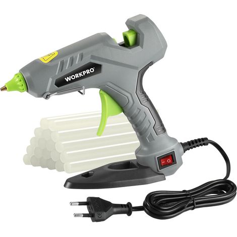 – Pistolet à colle chaude 60W – Préchauffage rapide 3-5 min – 20 bâtons 11x100 mm pour bois, plastique, métal – Débit réglable (1/5)