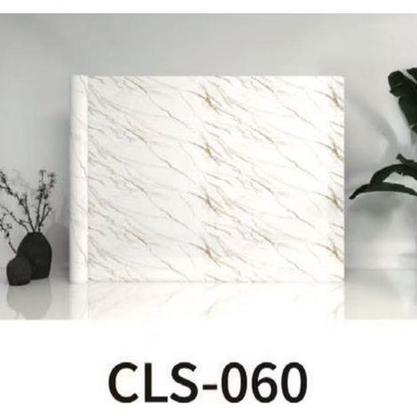 TRADE SHOP - Pannello Adesivo Effetto Marmo Bianco Venato Beige Dorato 120x300cm Pareti Stanza Cls-060 - (1/2)