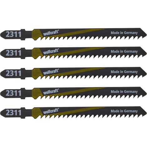 2361000 5 Lames de Scie Sauteuse Hcs Queue en T Longueur Dentée 75 Mm Dents Avoyées Et Rectifées Pas de Dents 3 Mm argent (1/5)