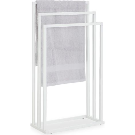 Idimex – Porte-serviette KUNO blanc – 3 barreaux en métal laqué – Hauteur 84.5 cm – Design moderne pour salle de bain