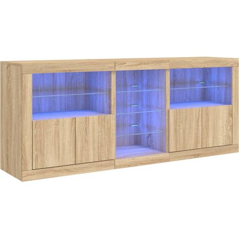 Maison Exclusive - Credenza con Luci LED Rovere Sonoma 181,5x37x67 cm