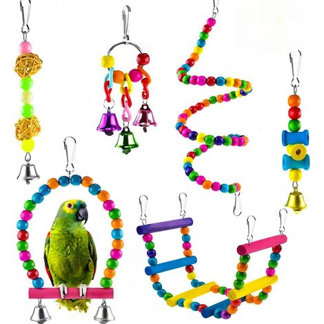 REZEA Ensemble de 6 jouets colorés pour oiseaux (1/4)