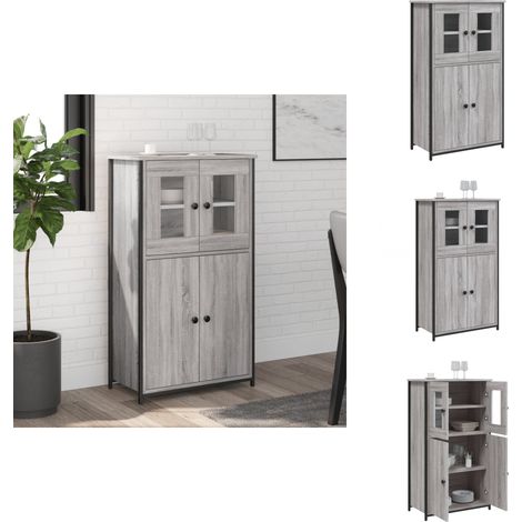Buffet haut sonoma gris 62x32x106,5 cm bois d'ingénierie - Buffet Design Moderne - Meuble Rangement - Armoire Salon - Commode Entrée - Étagère Murale (1/5)