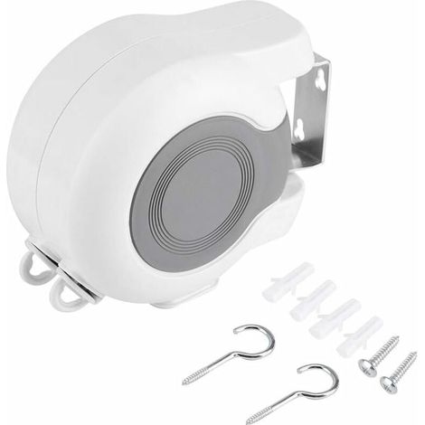 Tendedero doble retráctil para colgar en la pared, para exteriores, con doble cuerda ajustable. (1/5)
