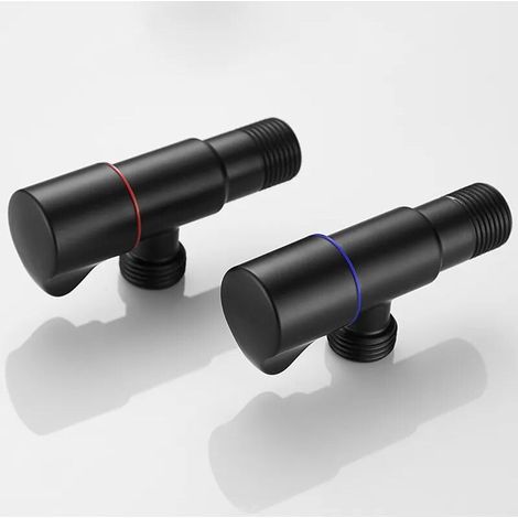 1 paire robinet d'angle pour bidet, acier inoxydable 304, filetage mâle G1/2, eau chaude et froide, pour lavabo et toilette (1/5)