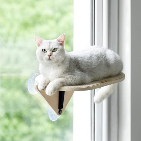 1 Lit Fenêtre Chat Bois, Plateforme Saut Sisal, Perche Ventouse Forte Intérieur (1/5)