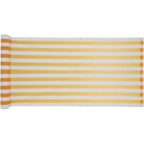 Estexo – Brise vue balcon 6m en PEHD rayé jaune-blanc – Hauteur 75cm – Maille plastique résistante aux intempéries – Installation facile avec œillets