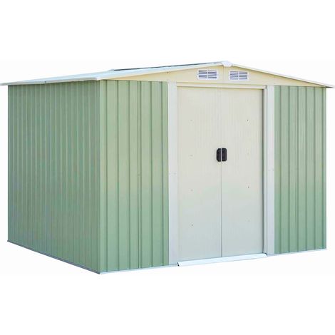 Abri de Jardin pour Stockage avec Porte Coulissante Bouche d’Aération Toit Galvanisé pour des Charges lourdes abri de Stockage Vert 205 x 257x 175,5 CM (1/2)