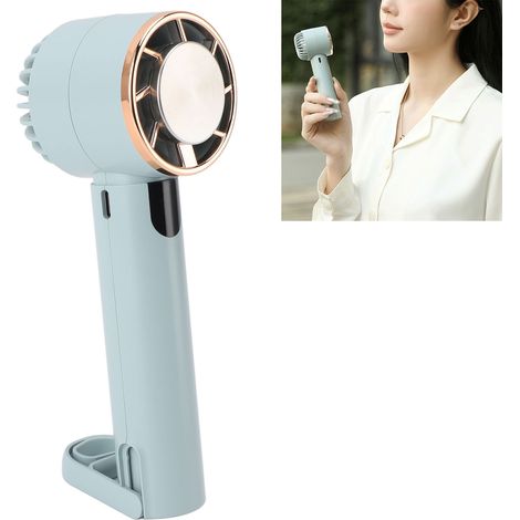 Tragbarer Mini-Ventilator mit 3 USB-Geschwindigkeiten für Frauen – Blau – 180 g, wiederaufladbar über USB Typ-C – Für Tasche, Rucksack oder Schreibtisch (1/5)