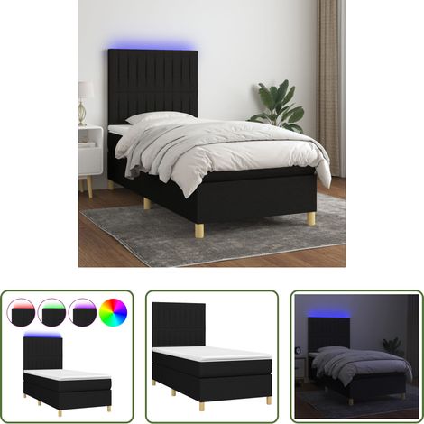 vidaXL LED-Leiste - Boxspringbett mit Matratze & LED Schwarz 80x200 cm Stoff (1/5)