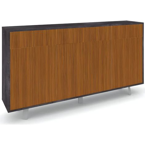 Mobile 3 Ante 3 Cassetti 164L x 41P x h92 – Finitura Nero Opaco e Legno Rovere Dogato – Sarmog (1/4)