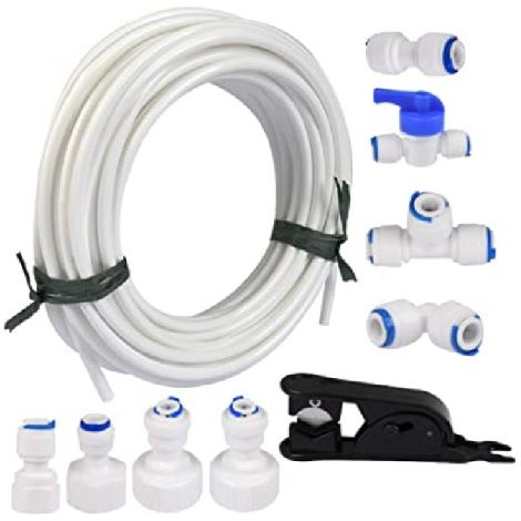 20 Mètres Tuyau d’Alimentation en Eau Tube et Kit de Connecteurs de Réfrigérateur pour Réfrigérateur de Style Européen Double Réfrigérateur (1/4" Pipe) (1/5)