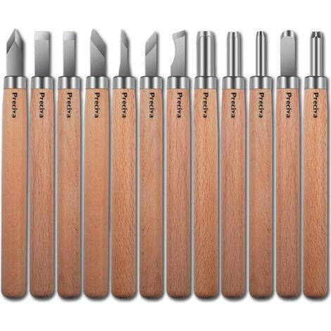 Outil de Gravure en Bois Kit, 12 Pièces Décapage Couteau Sculpture sur Bois, Ciseaux à Bois, DIY Outil de Sculpture pour Sculpteur, Charpentier, Amateur (1/5)