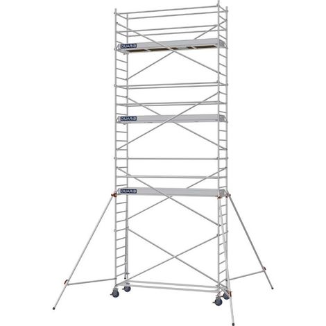 DUARIB GROUP - Échafaudage roulant aluminium Docker – Version lisses – Largeur 85 cm – Hauteur max 11,90 m – Longueur 2,05 / 2,54 / 2,95 m - Hauteur de plateau 6,9 m - L 2,95 x l 0,85 m (1/3)