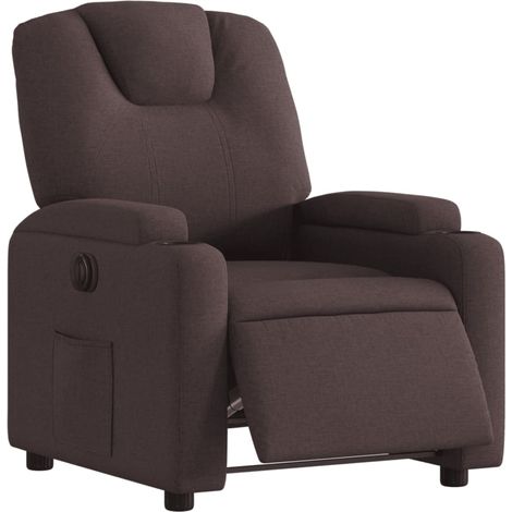Poltrona relax porta TV con comodissima funzione reclinabile elettrica in tessuto testa di moro DEC028399