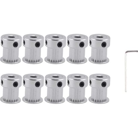 Polea síncrona de distribución 2GT de 20 dientes, orificio de 5 mm para correa GT2 de 2M de 10 mm de ancho, juego pequeño, 20 dientes, 10 unidades.