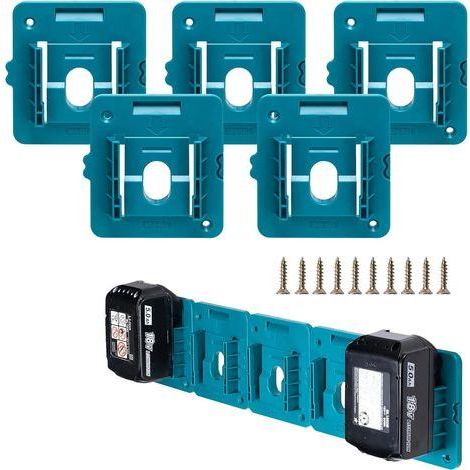 Lot de 5 supports de batterie Makita 18 V – Fixation murale avec 10 vis – Plastique ABS robuste – Compatible BL1860 BL1850 BL1840 BL1830 (1/5)
