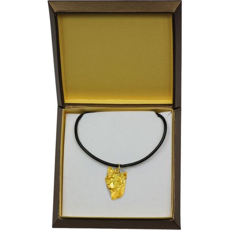 Perro Crestado Chino: un collar con un perro en una caja de regalo, un colgante chapado en oro para amantes de los perros, una joya impresionante de Art-Dog. (1/5)