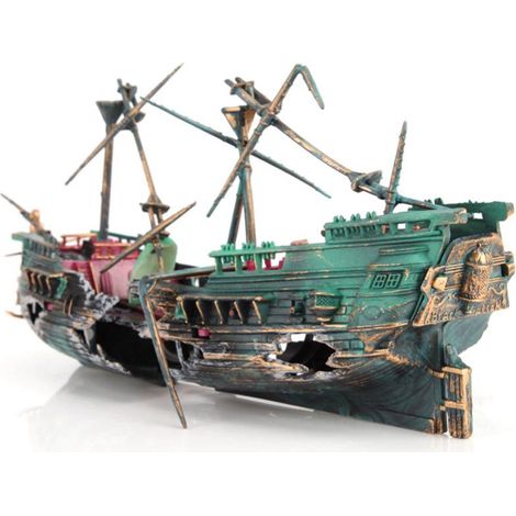 Bateau coulé décoratif pour aquarium - Ornement submersible avec bulleur à air, décoration d'action aérée pour réservoir à poissons (1/5)