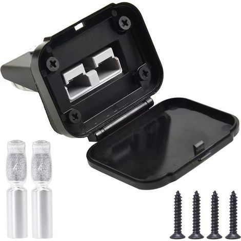 Anderson Connecteur 120 A, base de panneau mâle compatible avec fiche Anderson, pour voiture, camping-car, caravane, moto, bateau (noir) (1/5)