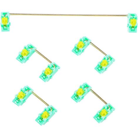 Kit de fixation pour clavier mécanique avec stabilisateurs et axes satellites plaqués or - 1 pièce 6,25U et 4 pièces 2U - Vert citron (1/5)