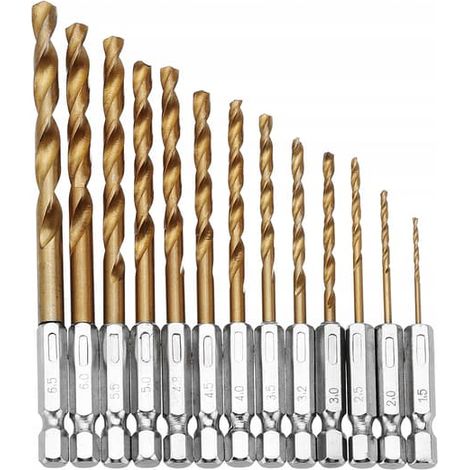 Ecleanfy - Coffret de forets en titane Rosfix pour métaux – 13 forets HSS de 1,5 à 6,5 mm Queue hexagonale, angle de pointe de 130° Pour acier, fonte et plastique (1/5)