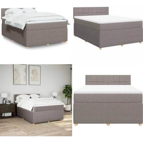 Sommier à lattes de lit avec matelas Taupe 140x190 cm Tissu - Matelas à ressorts ensachés - Sommier taupe