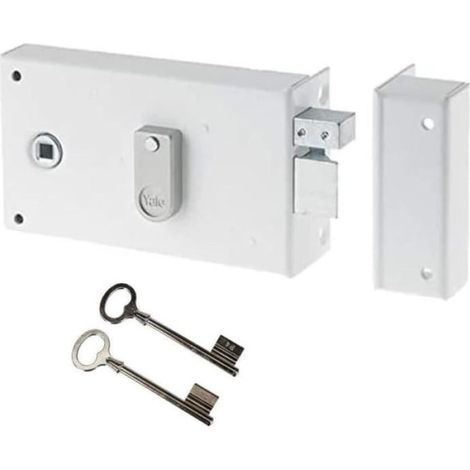 Serrure en applique horizontale a fouillot - YALE - YAH37D - Blanc - 2 clés fournies - Version Droite (1/5)