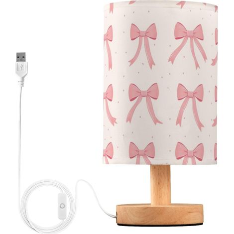 Kcldeci Lampe de chevet à pois roses pour chambre coucher, ferme (1/5)