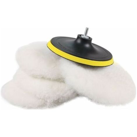 Ensemble de 5 embouts de polissage en laine de 150 mm - Adaptateur disque M14 et polisseuse - Pour le polissage automobile et les surfaces sensibles (1/3)
