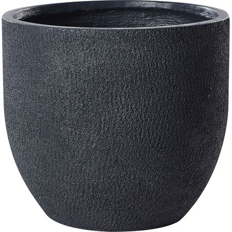 Cache-Pot d'Extérieur Ovale 36 x 36 x 32 cm en Fibre d'Argile Gris Foncé Kannia