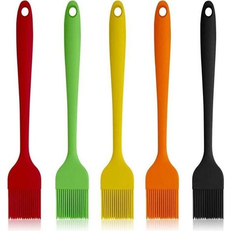 Pinceaux à pâtisserie en silicone, lot de 5, résistants à la chaleur, adaptés aux huiles, beurres, sauces, grillades et pâtisseries. (1/4)