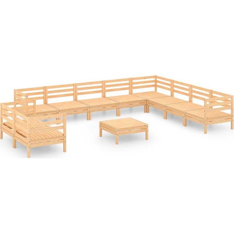 Maison Exclusive - 11-tlg. Garten-Lounge-Set Massivholz Kiefer (1/5)