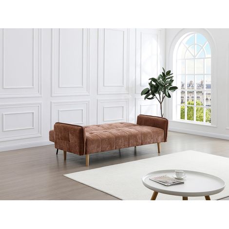 Canapé 3 places convertible clic-clac en tissu marron SONIATA (1/4)