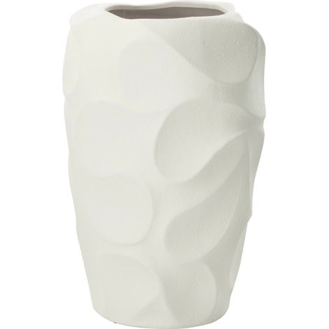 Vase blanc en poterie relief organique - blanc (1/4)