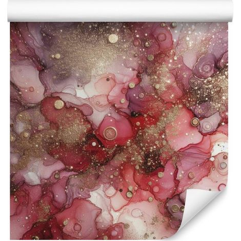 Papier peint à motifs encre rouge, rose et orange pour salon et chambre 50x1000 cm (1/5)