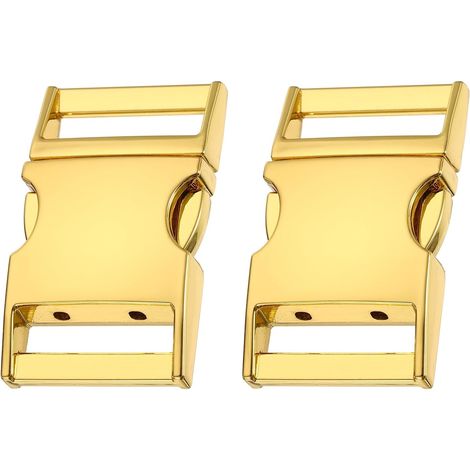 2Pcs Boucles À Libération Rapide Latérale En Métal 1"(25.3mm) Zinc Ajustable Boucle À Libération Rapide Remplacement Fermoirs Attaches Pour Bretelles De Banane Pour Chien, Gold (1/5)