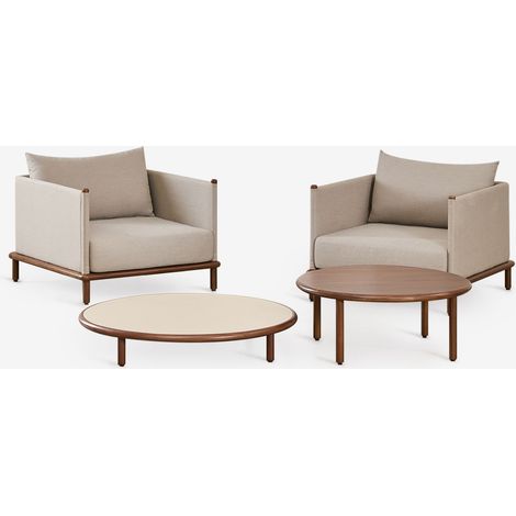 Set da giardino con 2 poltrone e 2 tavolini rotondi in legno di acacia Olivia SKLUM            