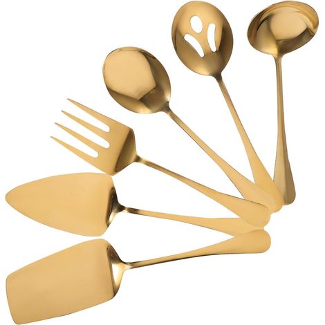 Kit de Couverts de Service en Acier Inoxydable Doré, 5 Pièces Cuisine, Buffet et Restauration Professionnelle (1/5)