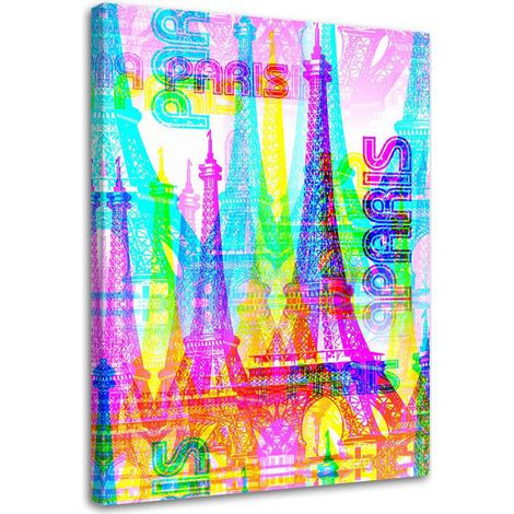 Tableau déco Tour Eiffel Paris Néon 60x90 (1/5)